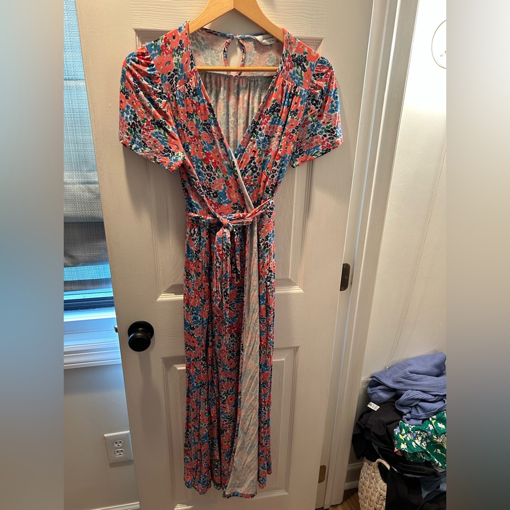 Seraphine Coral and Teal Floral Maxi Dress